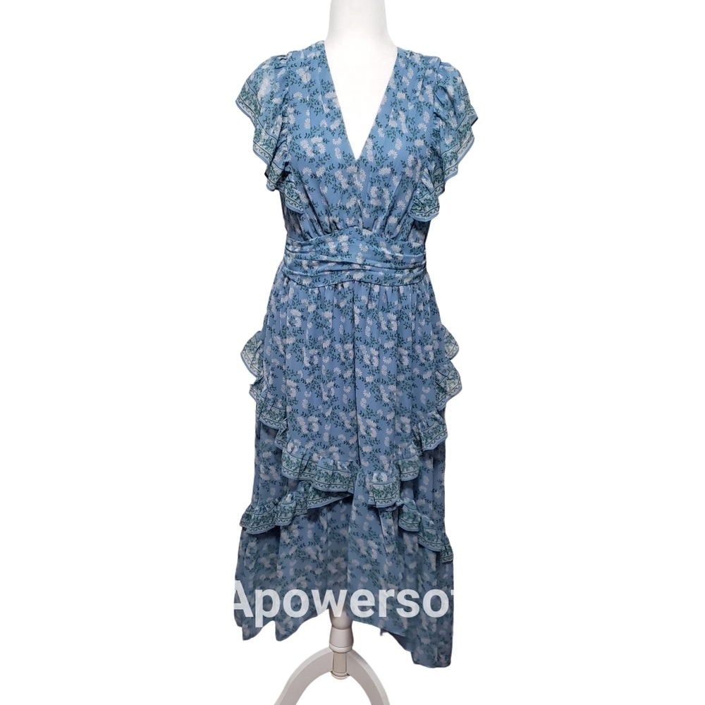 Max Studio Blue Floral Summer Maxi Hi-Low Dress